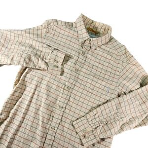 Columbia Men's Long Sleeve Plaid Button Up Shirt Size M Tan Orange AM8053